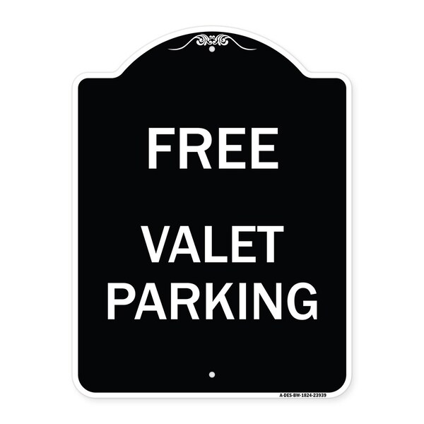 Signmission Free Valet Parking Heavy-Gauge Aluminum Architectural Sign, 24" x 18", BW-1824-23939 A-DES-BW-1824-23939 - main